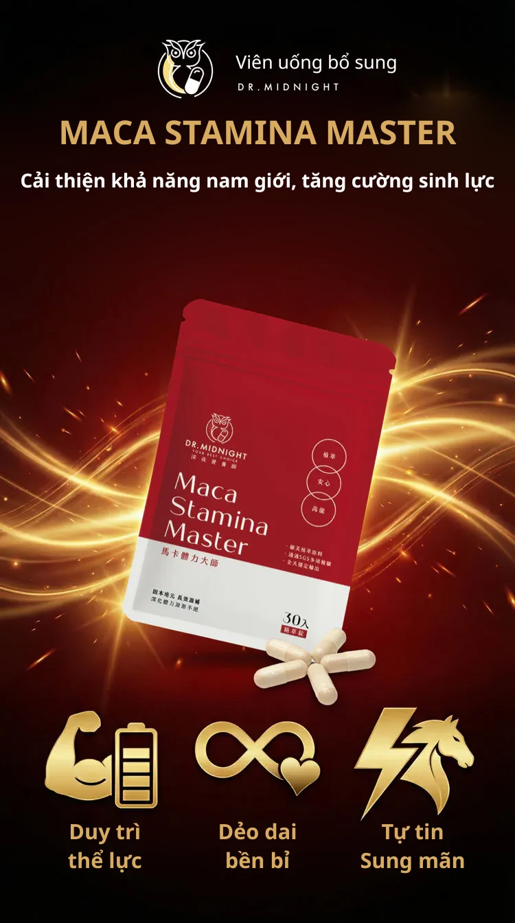 Viên uống bổ sung Dr.Midnight Maca Stamina Master — hỗ trợ khả năng nam giới, tăng cường sinh lực